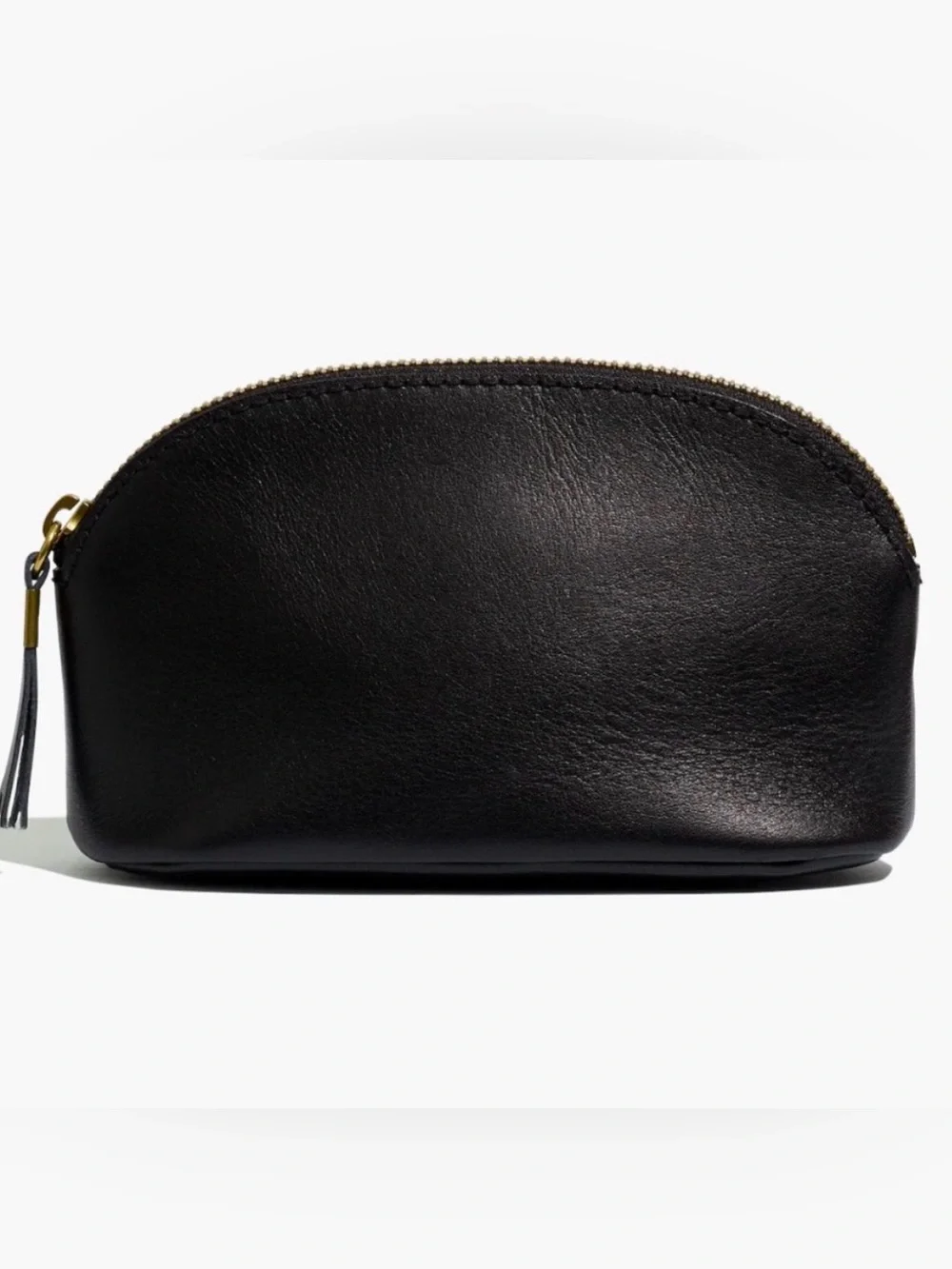 Madewell Black Leather Makeup Pouch Zip Around NWT